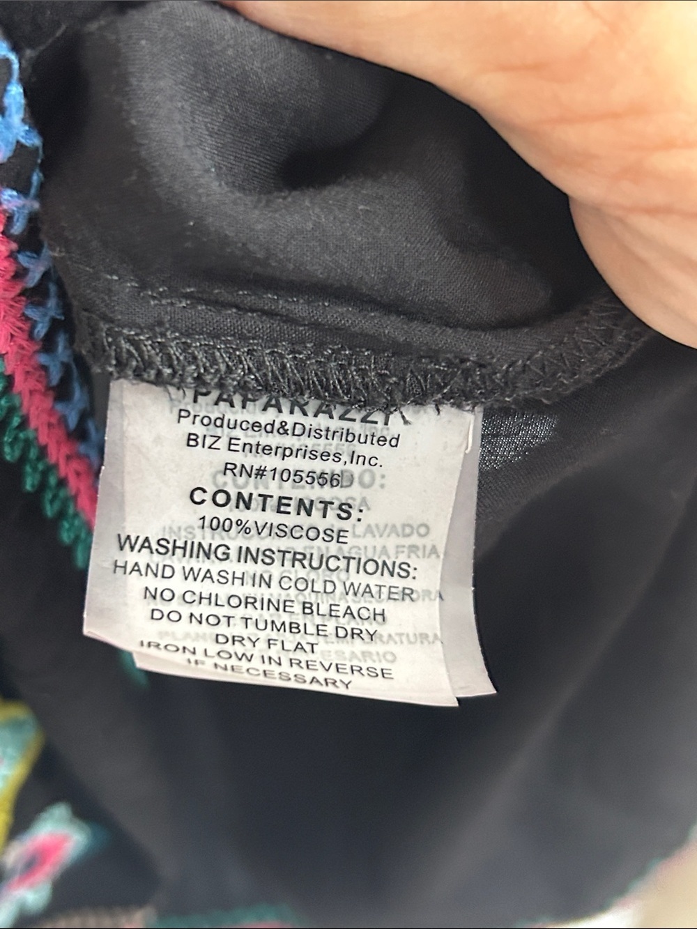 Paparazzi Black Tunic with Multicolor Embroidery - Picture 6 of 7